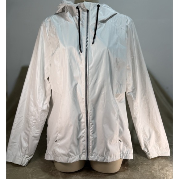 Calvin Klein  Performance Hooded Full-Zip Jacket Windbreaker White‎ Size: M EUC - Picture 1 of 14